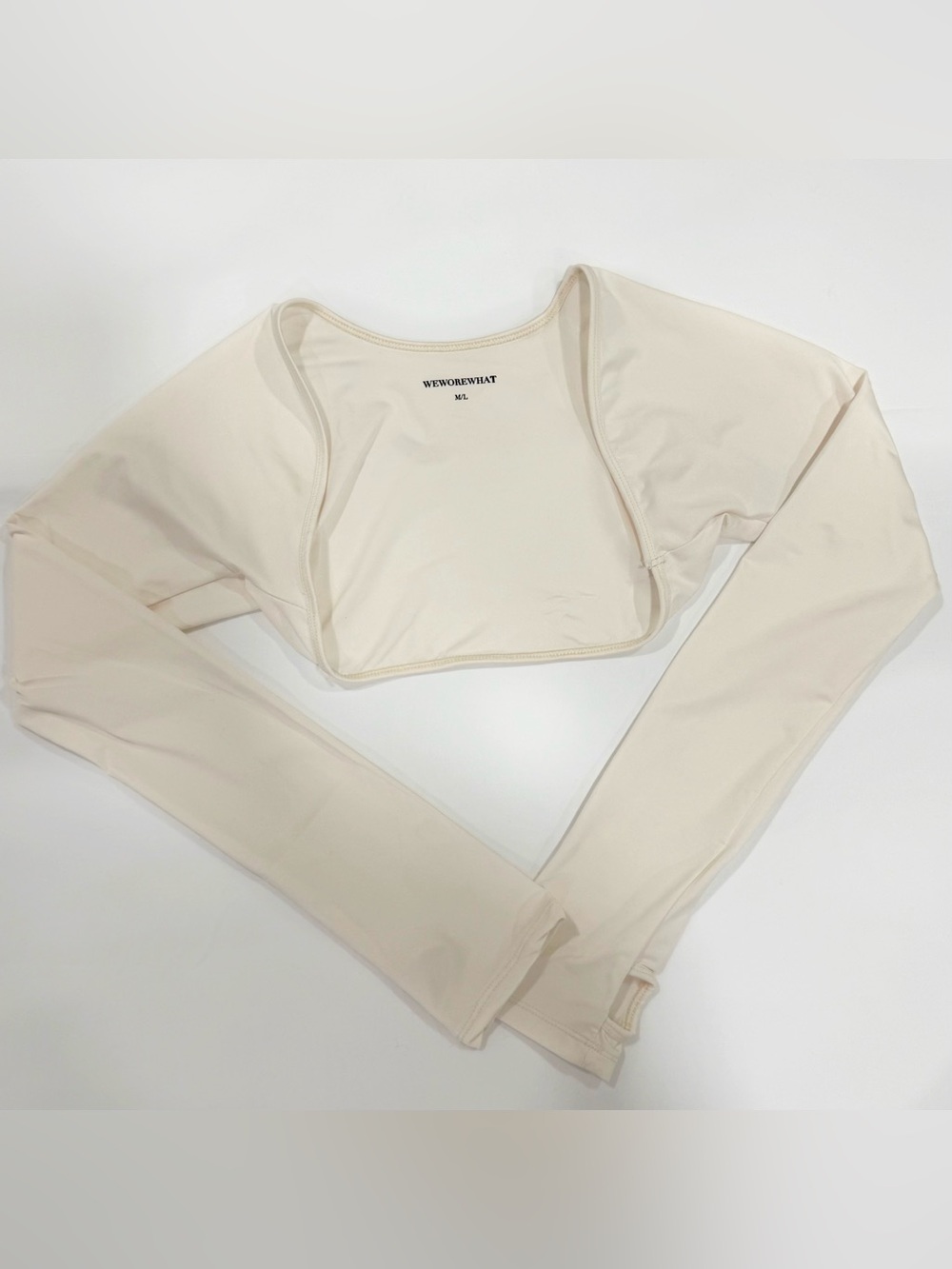 NWOT WeWoreWhat Bone/ Light off-white long ballerina sleeve top in size M/L - Picture 2 of 4